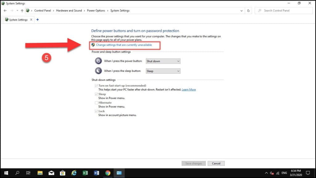 Change settings that are currently unavailable - disable fast startup windows 10
