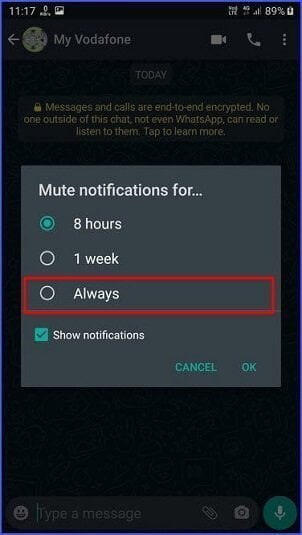 Mute notifications for 'always' on WhatsApp - How to Mute WhatsApp Chats Permanently