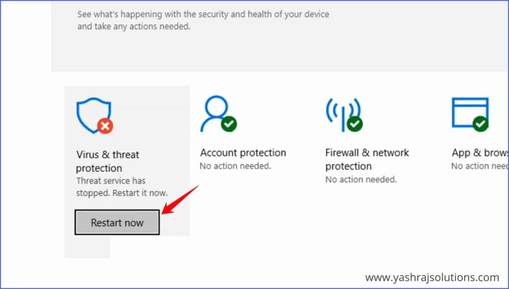 Restart Windows Defender Antivirus - your virus and threat control by organization