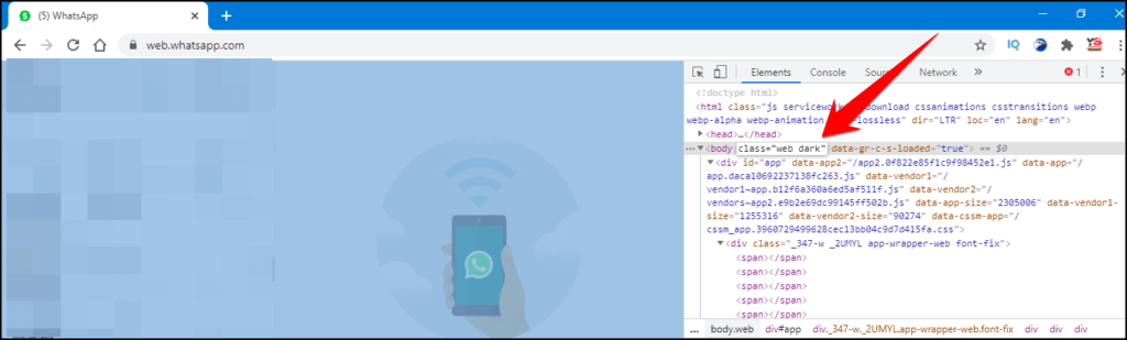 double clicking on web element - whatsapp web dark