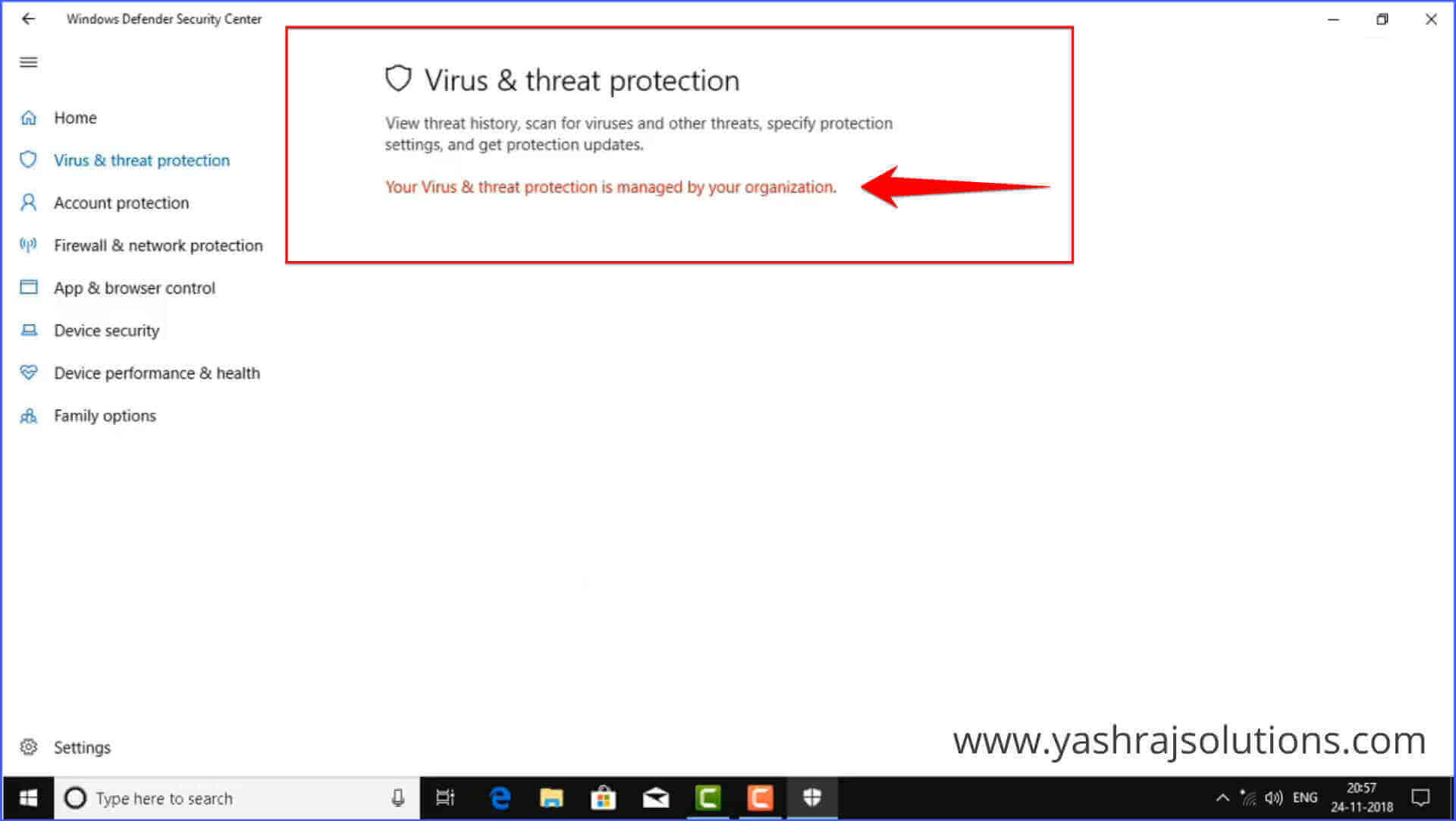 your virus and threat protection is managed by your organization