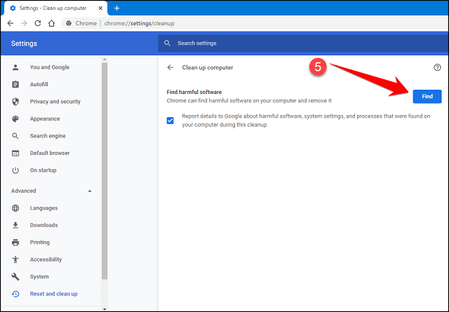 Chrome Clean Up Find Button - How to use chrome clean up tool to remove viruses