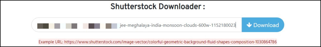 Pasting Stock Image URL in the URL Box of downloader.la - how to download stock images without watermark