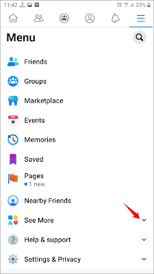 Tapping on See More option on facebook
