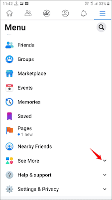 Tapping on See More option on facebook Tapping on See More option on facebook
