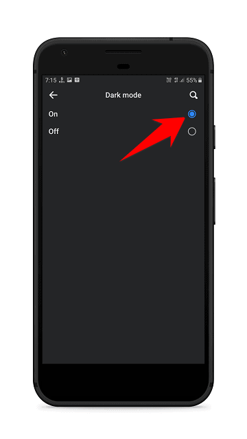 Enabling Facebook Dark Mode Facebook Dark Mode On button