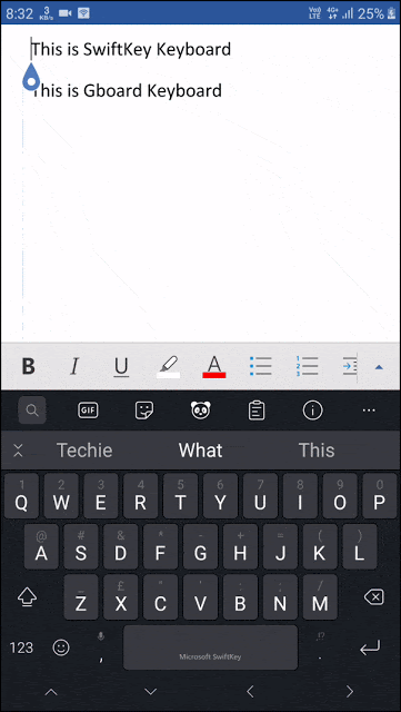 SwiftKey Keyboard text cursor gestures