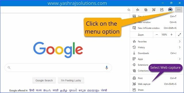 Select Web Capture Option -Microsoft Edge Is Getting a Handy Web Capture Tool