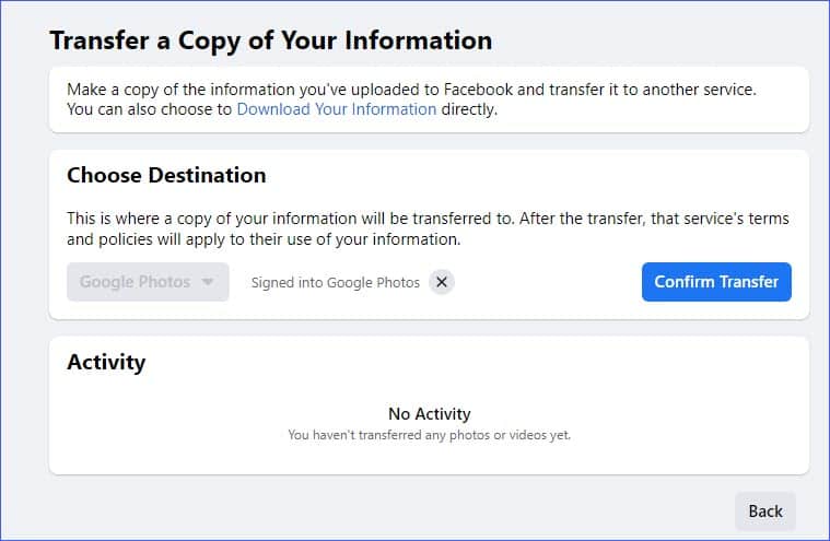 confirm transfer photos on google photos or dropbox - How to transfer photos from Facebook to Google Photos