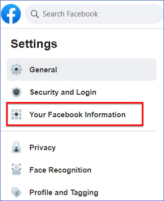 Your Facebook Information - How to transfer photos from Facebook to Google Photos