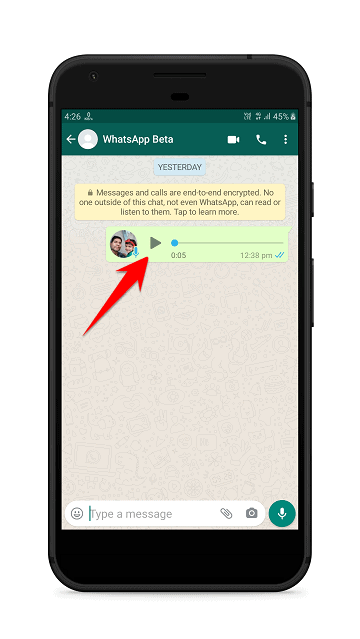 WhatsApp Audio Messages Playback Speed Pause play button