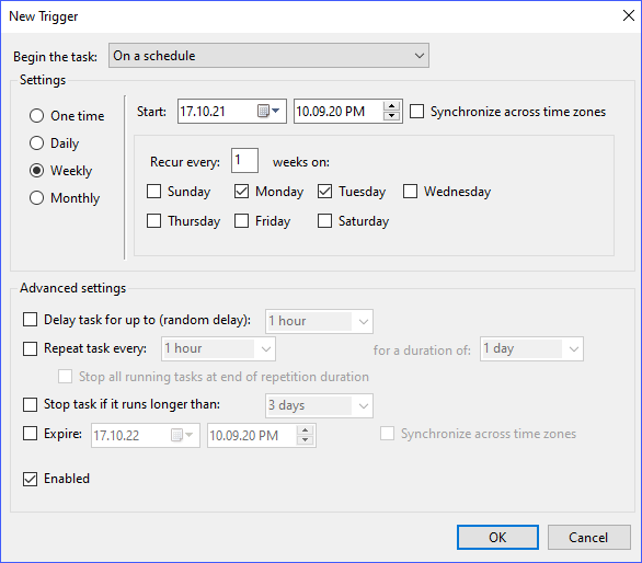 Begin the task in Windows 10 to schedule scan - how to setup a scheduled scan in windows defender