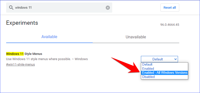 Enable to Chrome’s Hidden Windows 11 Menu Style