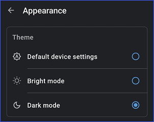 Truecaller theme options dark mode and bright mode