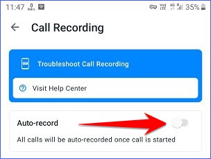 Enabling auto record call recording in Truecaller