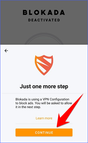 VPN configuration on blokada app to stop ads and trackers