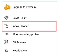 Select the Inbox Cleaner option Select the Inbox Cleaner option