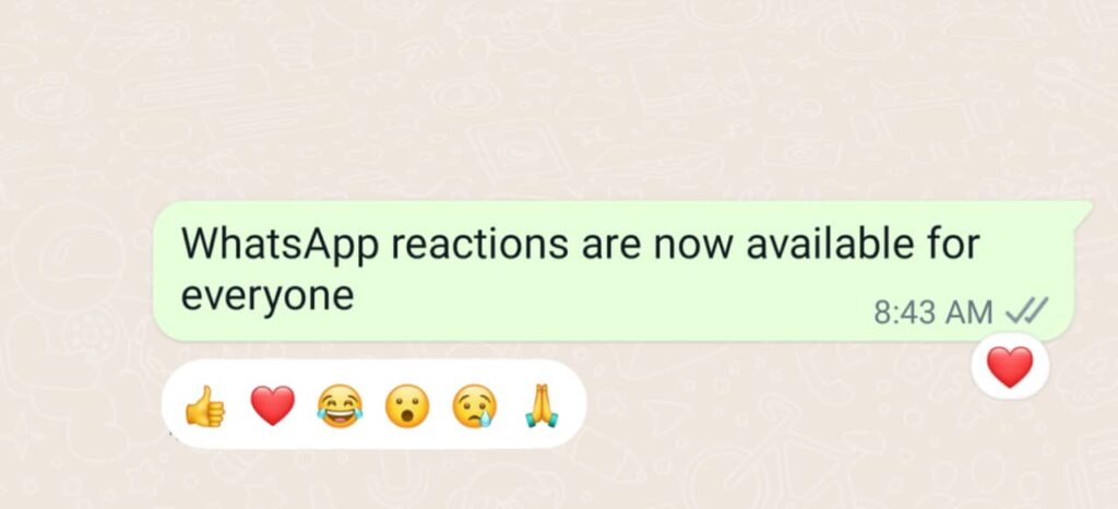 Whatsapp emoji reactions feature