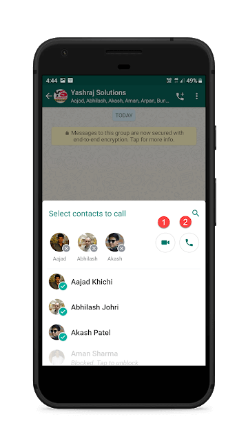 whatsapp video and audio calling option