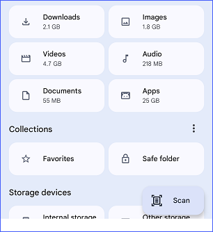 files by google scan button at the bottom